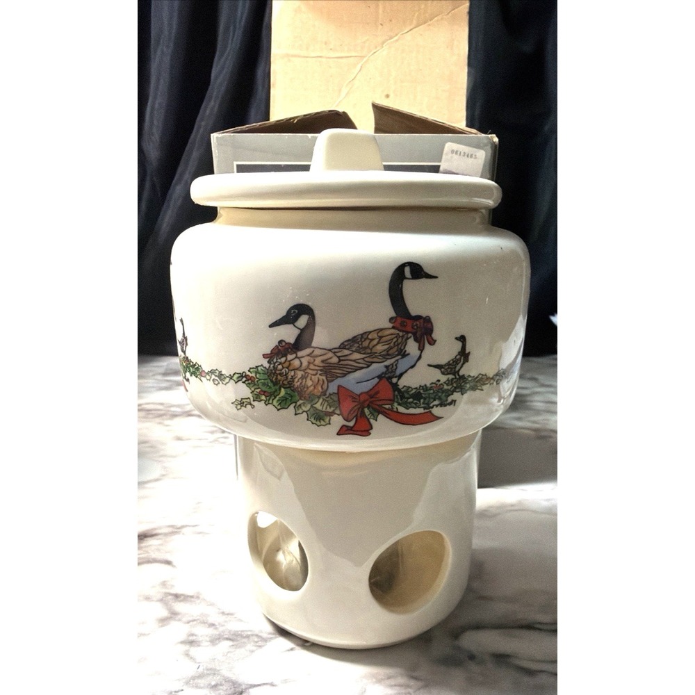 VTG 1986 Potpourri Press Room Scenter Votive Holder Simmer Pot Geese (2772)